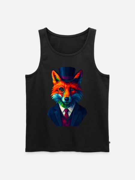 WPAP Stil Tiere - Fuchs eleganter Anzug Monokel - Männer Premium Bio Tank Top - Schwarz