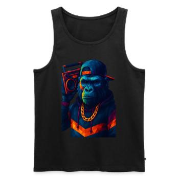 WPAP Style Animals - Gorilla Hip Hop Outfit Boombox - Débardeur bio Premium Homme - noir - Devant - Michal (187cm)