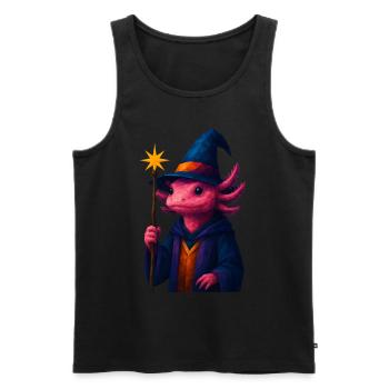 WPAP Tiere - Axolotl Zauberer Mantel Zauberhut - Männer Premium Bio Tank Top - Schwarz - Vorne - Michal (187cm)