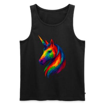 Animaux de style WPAP - Licorne - Débardeur bio Premium Homme - noir - Devant - Michal (187cm)