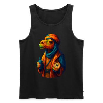 WPAP Style Animals - Camel Caravan Guide - Men's Premium Organic Tank Top - black - Front - AI Model Male 178 light (178cm)