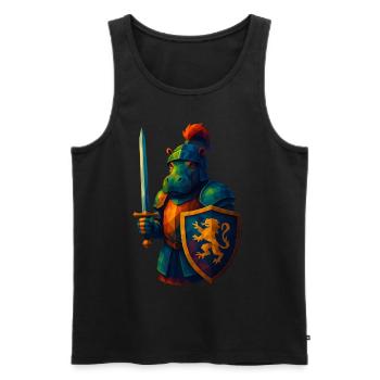 WPAP Stil Tiere - Hippo mit Ritterrüstung, Schwert - Männer Premium Bio Tank Top - Schwarz - Vorne - AI Model Male 178 light (178cm)