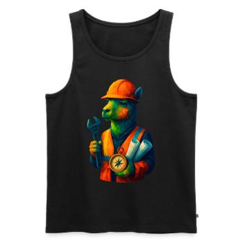 WPAP Style Animals - Alpaca Engineer with Safety Helmet - Men's Premium Organic Tank Top - black - Front - Michal (187cm)