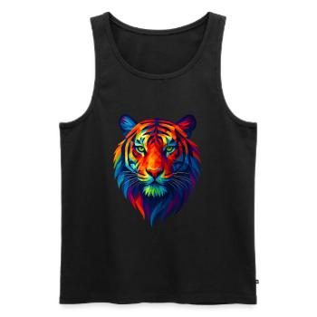 WPAP Polygon Style Animaux - Portrait de tigre - Débardeur bio Premium Homme - noir - Devant - AI Model Male 178 light (178cm)