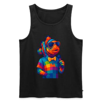 WPAP Polygon Style Animals - Clownfish with Bow Tie - Men's Premium Organic Tank Top - black - Front - AI Model Male 178 light (178cm)