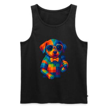 WPAP Polygon Stil Tiere - Hundewelpe Sonnenbrille - Männer Premium Bio Tank Top - Schwarz - Vorne - Michal (187cm)