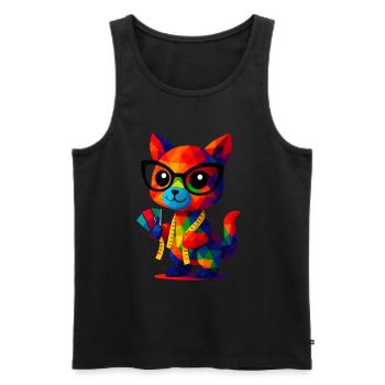 WPAP Polygon Kawaii Tiere Baby Katze Schneiderin - Männer Premium Bio Tank Top - Schwarz - Vorne - AI Model Male 178 light (178cm)