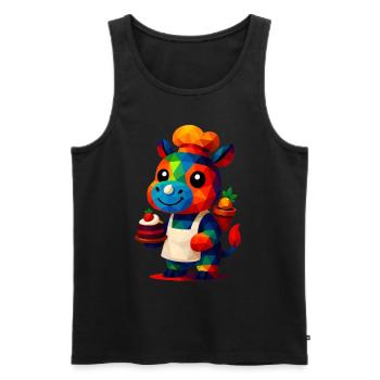 WPAP Polygon Kawaii Stil Tiere Baby Nilpferd Koch - Männer Premium Bio Tank Top - Schwarz - Vorne - Michal (187cm)