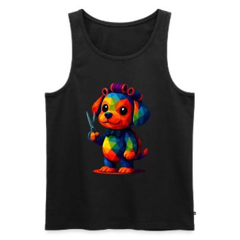 WPAP Polygon Kawaii Style Animaux Bébé Chien Doggy - Débardeur bio Premium Homme - noir - Devant - Michal (187cm)