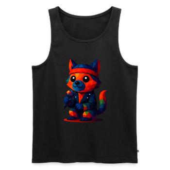 WPAP Polygon Kawaii Style Animals Baby Wolf Singer - Men's Premium Organic Tank Top - black - Front - AI Model Male 178 light (178cm)