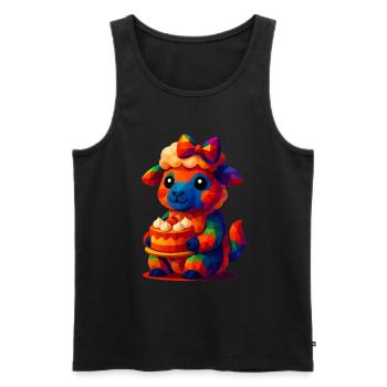 WPAP Polygon Kawaii Stil Tiere Baby Schaf (Lamm) - Männer Premium Bio Tank Top - Schwarz - Vorne - AI Model Male 178 light (178cm)