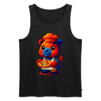 WPAP Polygon Kawaii Stil Tiere Baby Bär Pizzakoch - Männer Premium Bio Tank Top - Schwarz - Vorne - Michal (187cm)