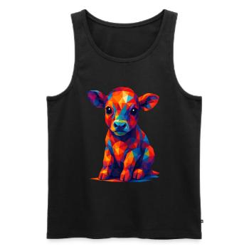 WPAP Polygon Kawaii Stil Tiere Baby Kälbchen Kuh - Männer Premium Bio Tank Top - Schwarz - Vorne - AI Model Male 178 light (178cm)