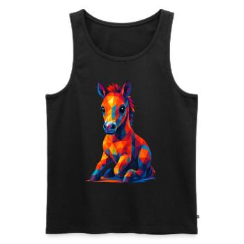 WPAP Polygon Kawaii Stil Tiere Baby Pferd Fohlen - Männer Premium Bio Tank Top - Schwarz - Vorne - AI Model Male 178 light (178cm)