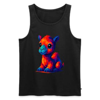 WPAP polygone Kawaii animaux style bébé dromadaire chameau - Débardeur bio Premium Homme - noir - Devant - AI Model Male 178 light (178cm)