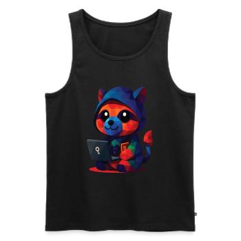 WPAP Polygone Kawaii Style Animaux Bébé Raton laveur - Débardeur bio Premium Homme - noir - Devant - AI Model Male 178 light (178cm)
