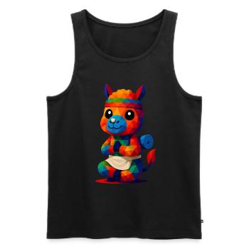 WPAP Polygon Kawaii Stil Tiere Baby Alpaka Yoga - Männer Premium Bio Tank Top - Schwarz - Vorne - Michal (187cm)