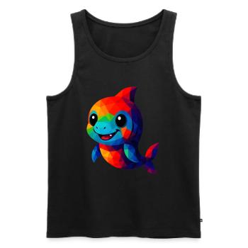 WPAP Polygon Kawaii Style Animaux Bébé Requin - Débardeur bio Premium Homme - noir - Devant - AI Model Male 178 light (178cm)