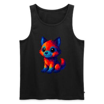 WPAP Polygon Kawaii Style Baby Wolf - Men's Premium Organic Tank Top - black - Front - AI Model Male 178 light (178cm)