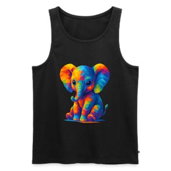 WPAP Polygon Kawaii Style Bébé Éléphant - Débardeur bio Premium Homme - noir - Devant - Michal (187cm)