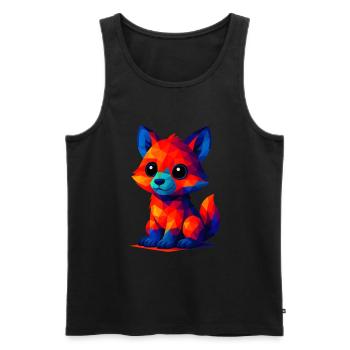 WPAP Polygon Kawaii Stil Baby Fuchs - Männer Premium Bio Tank Top - Schwarz - Vorne - AI Model Male 178 light (178cm)
