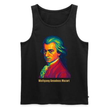 WPAP Polygon Portrait Wolfgang Amadeus Mozart - Débardeur bio Premium Homme - noir - Devant - AI Model Male 178 light (178cm)