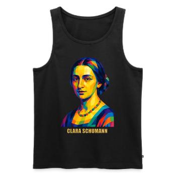 WPAP Polygon Portrait Clara Schumann Compositeur - Débardeur bio Premium Homme - noir - Devant - Michal (187cm)