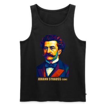 Portrait polygonal WPAP Johann Strauss (fils) - Débardeur bio Premium Homme - noir - Devant - Michal (187cm)