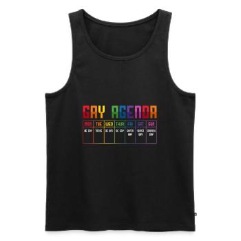 LGBT Agenda gay Transgenre Lesbienne Arc-en-ciel Gay - Débardeur bio Premium Homme - noir - Devant - Michal (187cm)