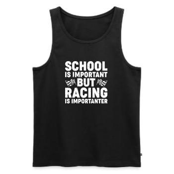 "Schule ist wichtig, aber Rennen sind wichtiger" - Männer Premium Bio Tank Top - Schwarz - Vorne - AI Model Male 178 light (178cm)