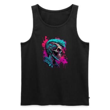 Crâne de zombie rave - Débardeur bio Premium Homme - noir - Devant - Michal (187cm)