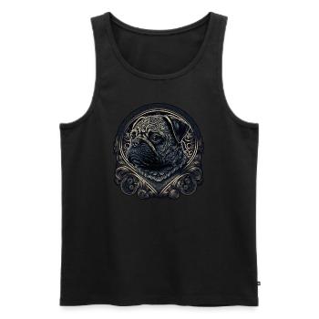 Kleiner Mops mit Ornamenten - Männer Premium Bio Tank Top - Schwarz - Vorne - Michal (187cm)