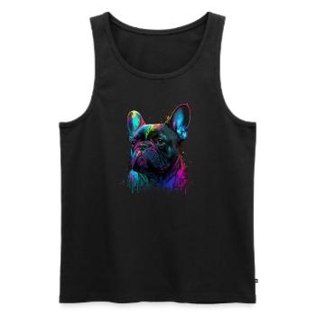 Français Bulldog - Débardeur bio Premium Homme - noir - Devant - AI Model Male 178 light (178cm)