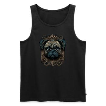 Kleiner Mops mit Ornamenten - Männer Premium Bio Tank Top - Schwarz - Vorne - Michal (187cm)