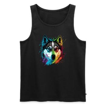 Husky arc-en-ciel - Débardeur bio Premium Homme - noir - Devant - Michal (187cm)