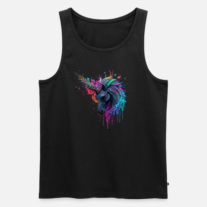 Regenbogen Einhorn - Männer Premium Bio Tank Top - Schwarz