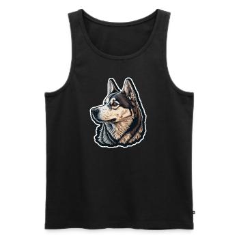 Chien Husky - Débardeur bio Premium Homme - noir - Devant - Michal (187cm)