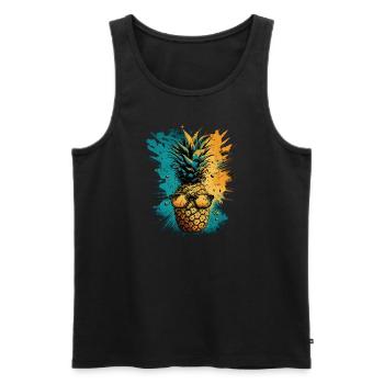 Funny pineapple fruit - Men's Premium Organic Tank Top - black - Front - Michal (187cm)