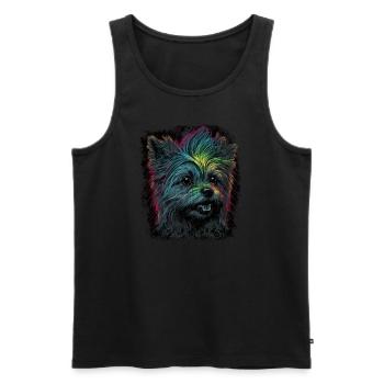 Punky Yorkshire Terrier - Débardeur bio Premium Homme - noir - Devant - AI Model Male 178 light (178cm)