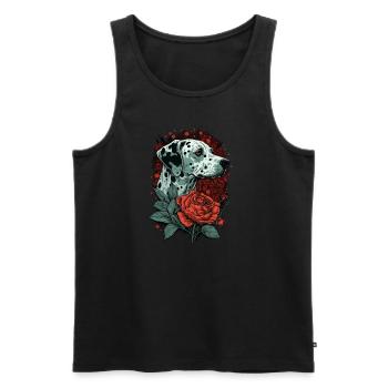 Dalmatien avec rose rouge - Débardeur bio Premium Homme - noir - Devant - Michal (187cm)