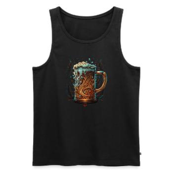 Boire de la bière - Débardeur bio Premium Homme - noir - Devant - AI Model Male 178 light (178cm)