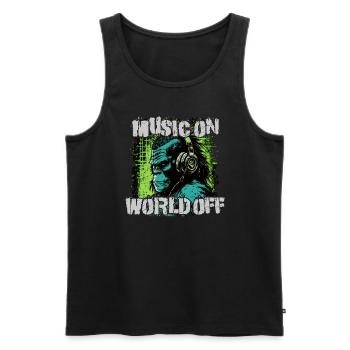 Music on, world off - Männer Premium Bio Tank Top - Schwarz - Vorne - Michal (187cm)