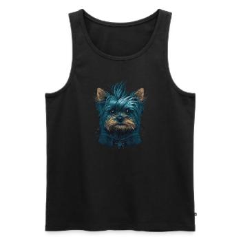 Punky Yorkshire Terrier - Débardeur bio Premium Homme - noir - Devant - AI Model Male 178 light (178cm)