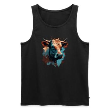 Eine Kuh - Männer Premium Bio Tank Top - Schwarz - Vorne - AI Model Male 178 light (178cm)