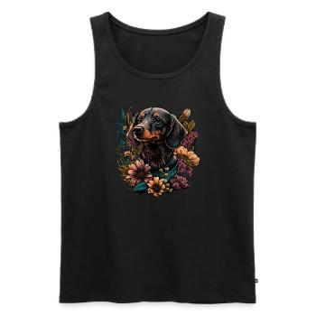 Dachshund - Men's Premium Organic Tank Top - black - Front - AI Model Male 178 light (178cm)