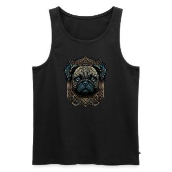 Pug Dog Art - Men's Premium Organic Tank Top - black - Front - Michal (187cm)