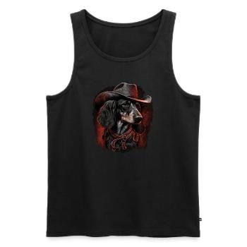 Teckel cow-boy - Débardeur bio Premium Homme - noir - Devant - Michal (187cm)