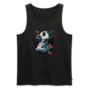 Dalmatians and butterflies - Men's Premium Organic Tank Top - black - Front - AI Model Male 178 light (178cm)