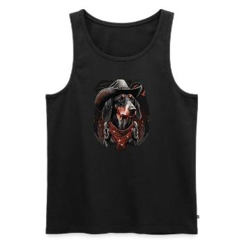 Dachshund cowboy - Men's Premium Organic Tank Top - black - Front - Michal (187cm)