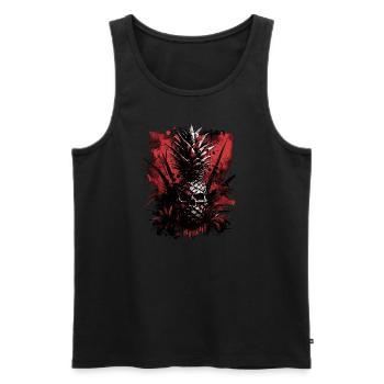 Fruit d’ananas effrayant - Débardeur bio Premium Homme - noir - Devant - AI Model Male 178 light (178cm)